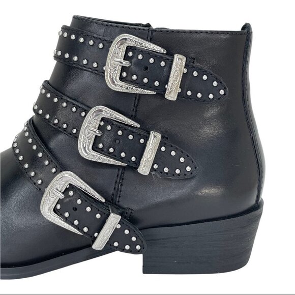 Aqua Blane Black Leather Womens Ankle Boots Size 7.5M - Picture 7 of 12